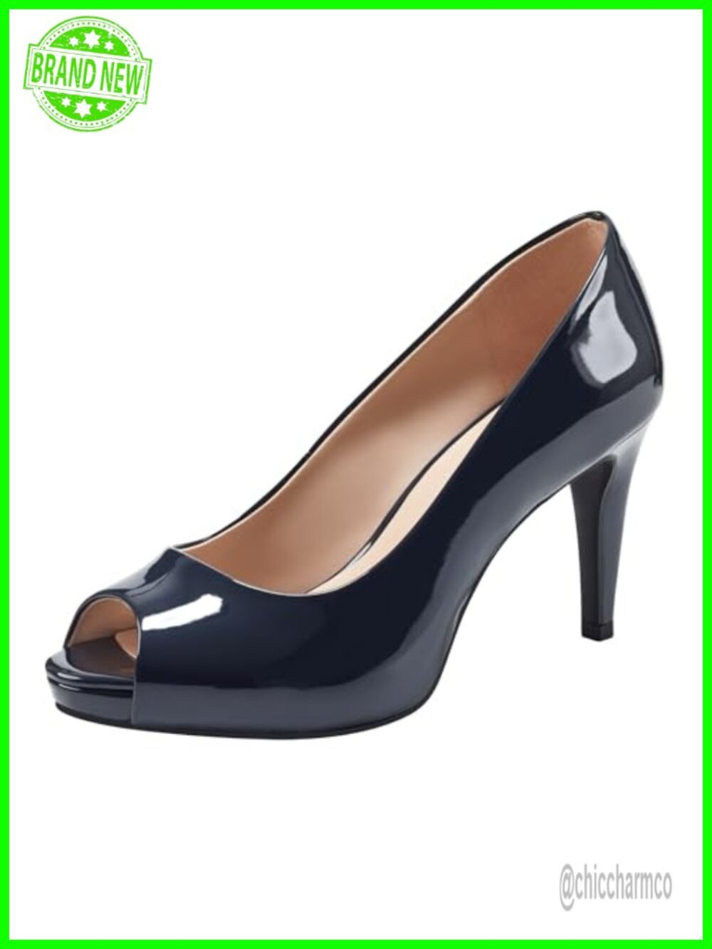 Faux Leather Peep Toe Stiletto Pump with Slingback Strap